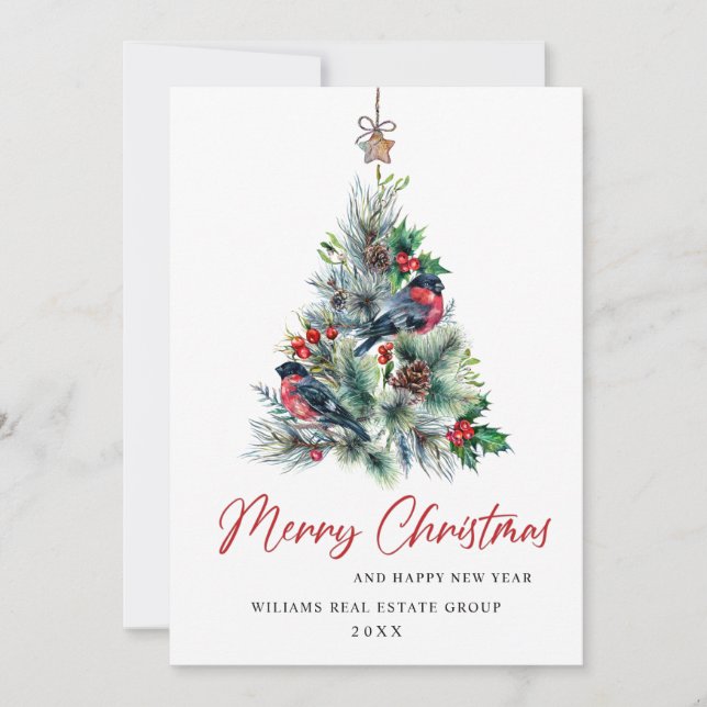 Elegante Pine Tree Weihnachten Corporate Gruß (Vorderseite)