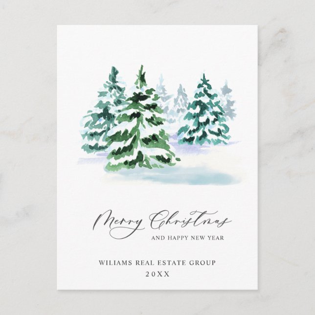 Elegante Pine Tree Weihnachten Corporate Gruß Pos Postkarte (Vorderseite)