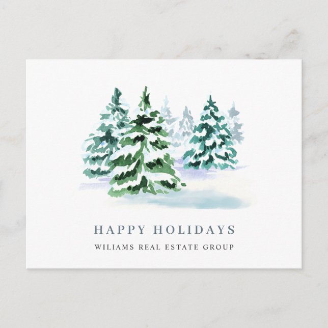 Elegante Pine Tree Weihnachten Corporate Gruß Postkarte (Vorderseite)