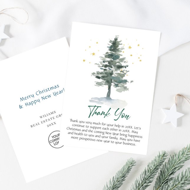 Elegante Pine Tree Weihnachten Corporate Holiday Dankeskarte (Von Creator hochgeladen)