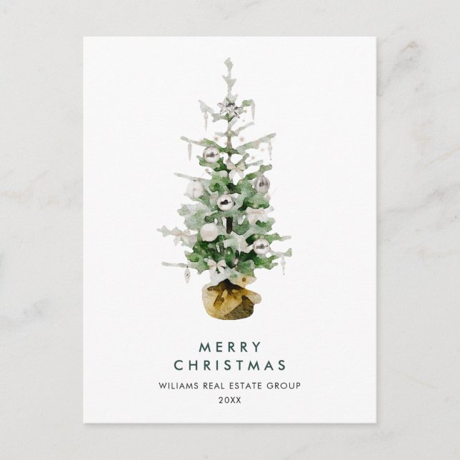 Elegante Pine Tree Weihnachtsfeiertage Postkarte (Vorderseite)