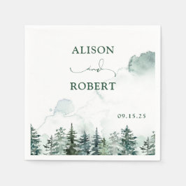 Elegante Pine Trees Forest Calligraphy Wedding Serviette