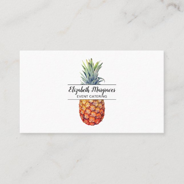 Elegante Pineaple Event Caterer Visitenkarte (Vorderseite)