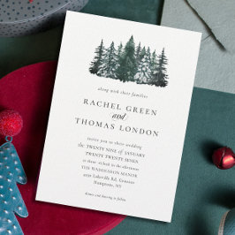 Elegante Pinienbäume Winterhochzeit Einladung