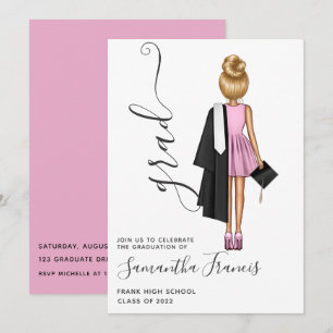 Elegante Pink and Gold Girl Graduation Party Einladung