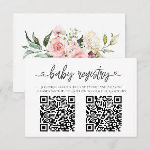 Elegante Pink Baby-Registrierungs-QR-Code-Einlegek Begleitkarte