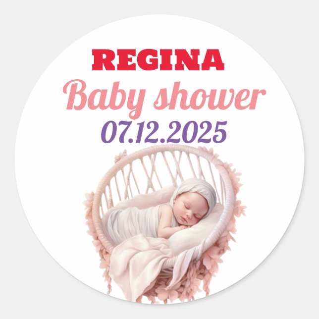 Elegante Pink Baby Shower Stickers (Vorderseite)