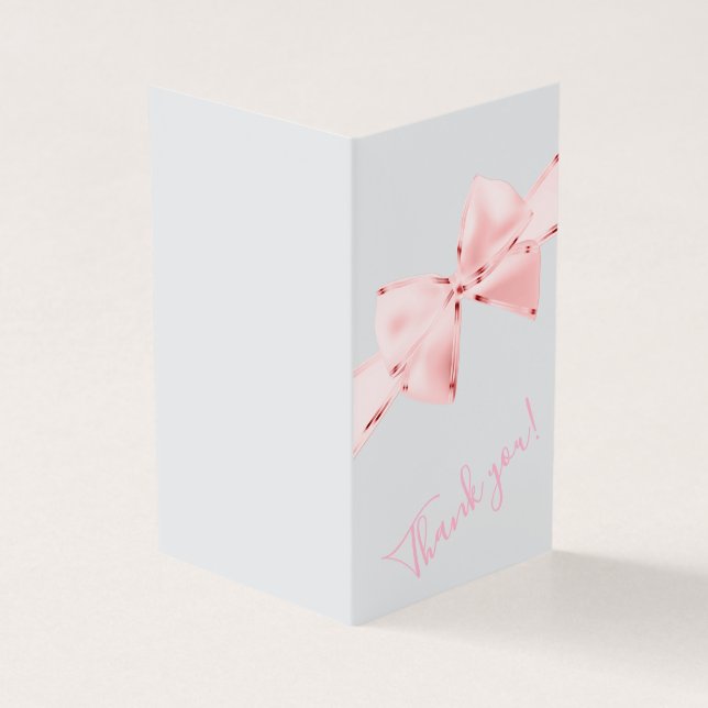 Elegante Pink Bow Baby Dusche Danke Karten (Vorderseite)