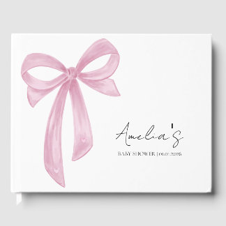 Elegante Pink Bow Baby Dusche Gästebuch