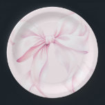 Elegante Pink Bow Baby Dusche Pappteller<br><div class="desc">Elegante, rosafarbene Teller, die sich perfekt für Babyduschen oder Brautpartys eignen.</div>