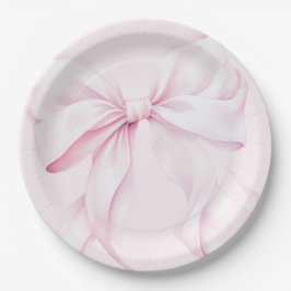 Elegante Pink Bow Baby Dusche Pappteller
