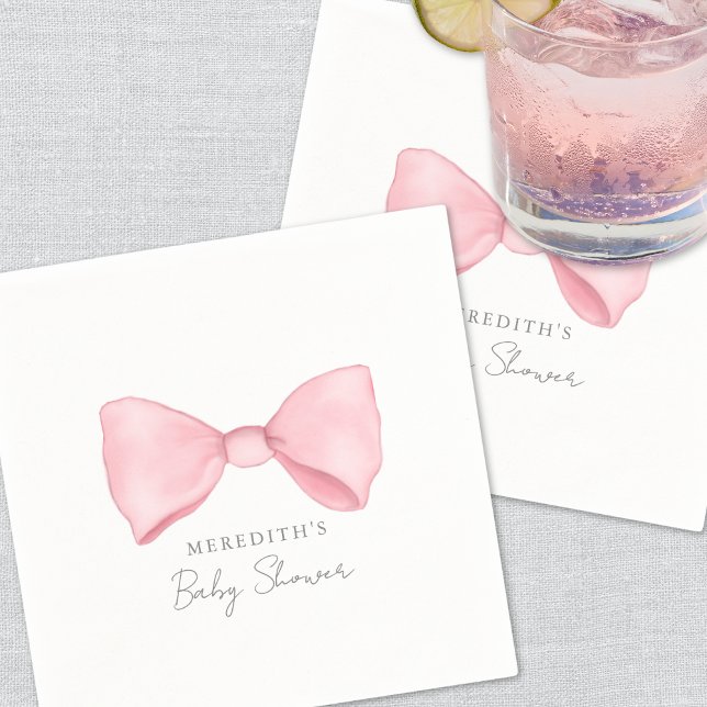 Elegante Pink Bow Baby Dusche Serviette (Elegant Pink Bow Baby Shower Napkins )