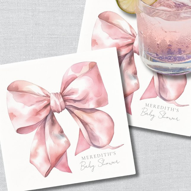 Elegante Pink Bow Baby Dusche Serviette (Elegant Pink Bow Baby Shower Napkins)