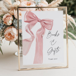 Elegante Pink Bow Babydusche Bücher und Geschenke Poster