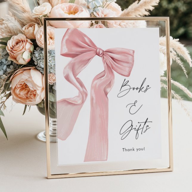 Elegante Pink Bow Babydusche Bücher und Geschenke Poster (Von Creator hochgeladen)