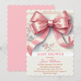 Elegante Pink Bow Coquette Vintag Girl Baby Shower Einladung