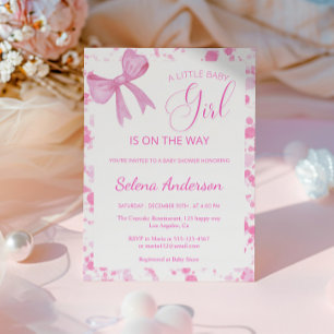 Elegante Pink Bow Girl Babydusche Einladung