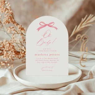 Elegante Pink Bow Girls Baby Shower Einladung
