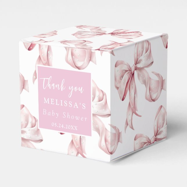 Elegante Pink Bow Pearls Baby Shower Gevor Geschenkschachtel (Vorderseite)