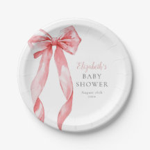 Elegante Pink Bow Ribbon Girl Baby Shower