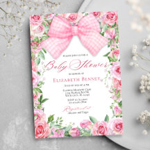 Elegante Pink Bow & Rose Coquette Girl Babydusche