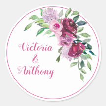 Elegante Pink Burgundy Blumenzettelschrift Hochzei