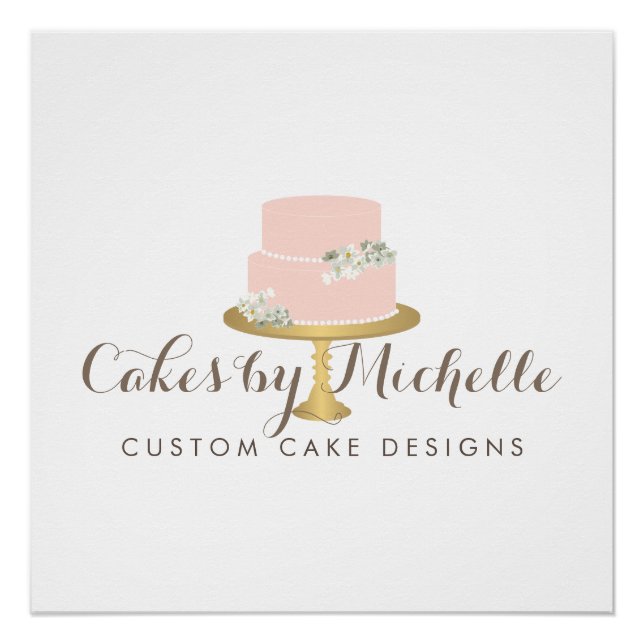 Elegante Pink Cake Bäckerei Poster (Vorderseite)