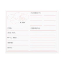 Elegante Pink Calligraphy Brautparty Rezept Card