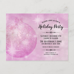 Elegante Pink Christmas Bauble Holiday Party Einladungspostkarte