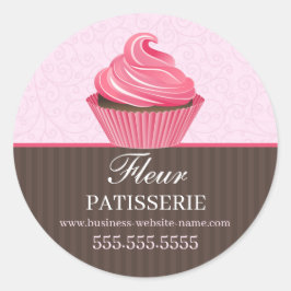 Elegante Pink Cupcake Bäckerei Runder Aufkleber