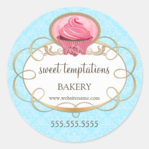 Elegante Pink Cupcake Bäckerei Verpackung Runder Aufkleber