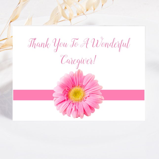 Elegante Pink Daisy Vielen Dank Karriere-Karte Dankeskarte (Elegant pink daisy thanks caregivers for making life brighter and easier.)