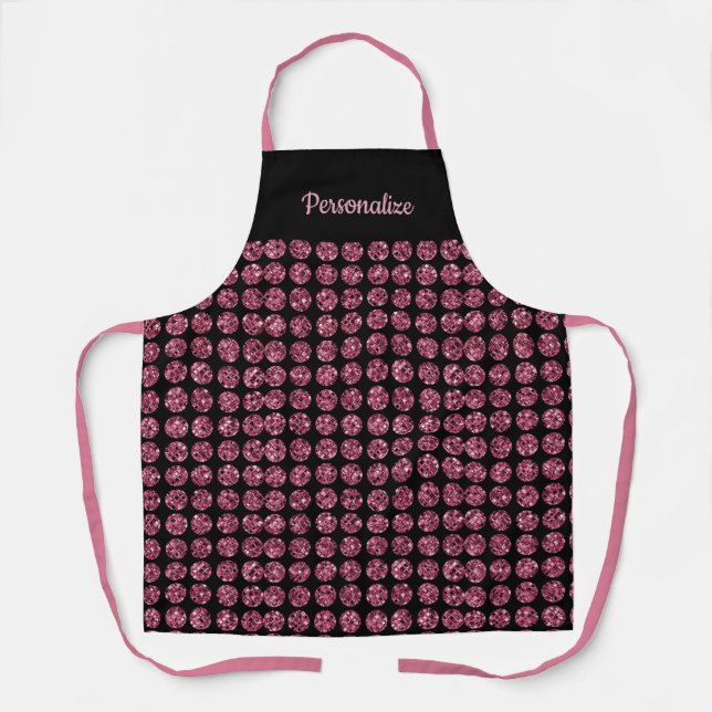 Elegante Pink Diamond Gem Girly Pattern Schürze (Vorderseite)