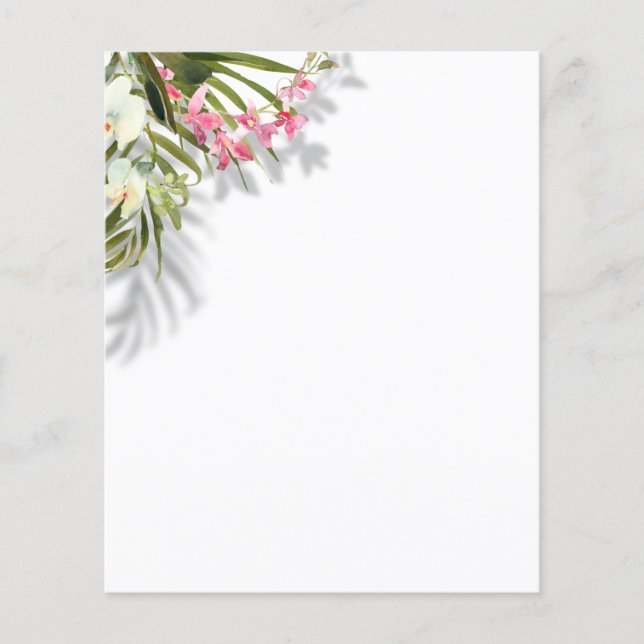 Elegante Pink Floral Palms Shadows Beach Hochzeit (Vorderseite)