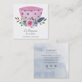 Elegante Pink Floral Wedding Cake Makers Bäckerei Quadratische Visitenkarte