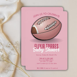 Elegante Pink Football Baby Dusche Einladung