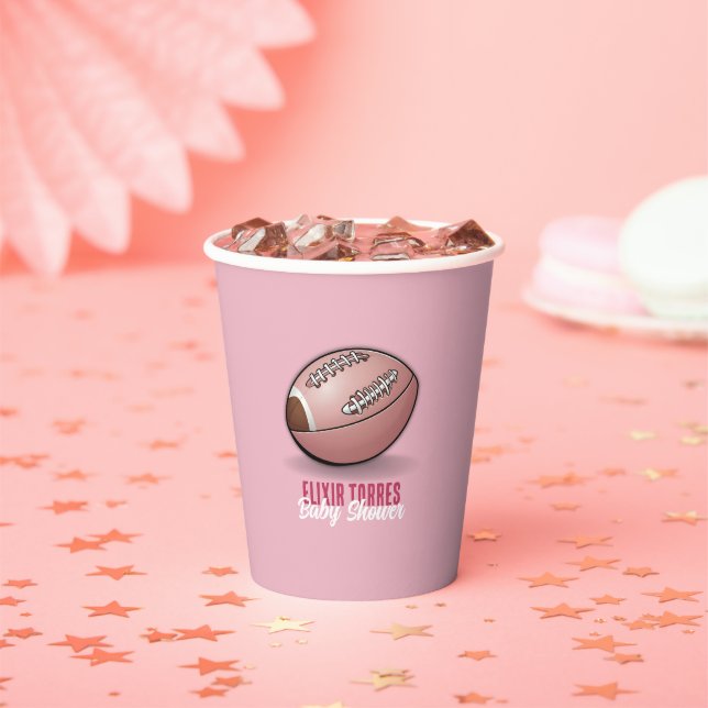 Elegante Pink Football Baby Dusche Pappbecher (Insitu)