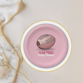Elegante Pink Football Baby Dusche Pappteller