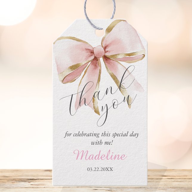 Elegante Pink Gold Bow Vielen Dank für Ihre Unters Geschenkanhänger (Von Creator hochgeladen)