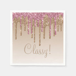 Elegante Pink Gold Glitzer Glam Script Girly Ombré Serviette