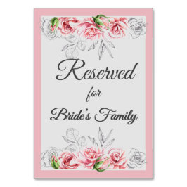 Elegante Pink Gray Floral Script Hochzeit Tischnummer
