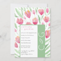 Elegante Pink Green Tulip Floral Wasserfarbe Hochz