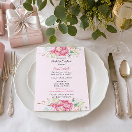 Elegante Pink Hydrangea Blumen Geburtstag Einladung