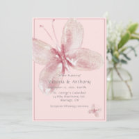 Elegante Pink Mauve Watercolor Butterfly Wedding