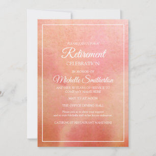 Elegante Pink Peach Korallen Aquarell-Ruhestand Einladung