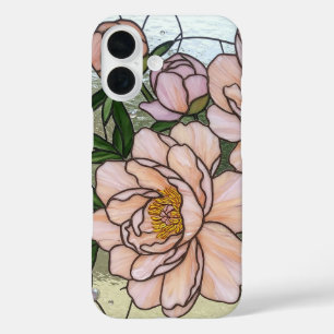 Elegante Pink Peonies verklebte Glass Illusion iPhone 16 Hülle