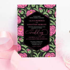 Elegante Pink Peony Blume Hochzeit Einladung