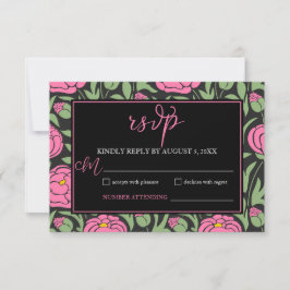 Elegante Pink Peony Blume Hochzeit RSVP Karte