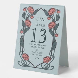 Elegante Pink Pfingstrose Art Nouveau Florale Hoch Tischaufsteller