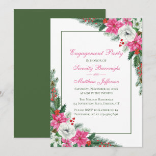 Elegante Pink Poinsettia Weihnachtslieder Party Einladung